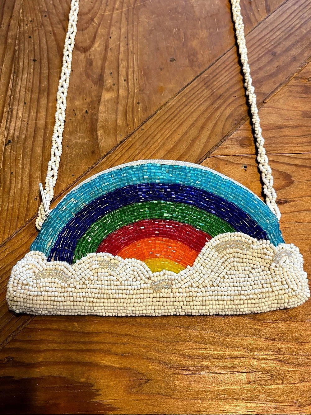 Rainbow Beaded Crossbody Bag